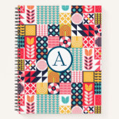 Retro Lebhaftes geometrisches Muster Notizblock (Vorderseite)