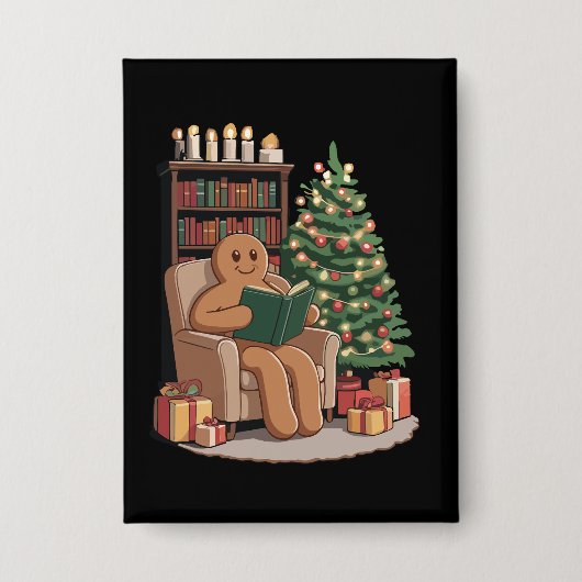 Retro Lebkuchen Lesebücher Weihnachten Lehrer  Button (Vorderseite)
