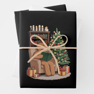 Retro Lebkuchen Lesebücher Weihnachten Lehrer  Geschenkpapier Set