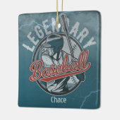 Retro Legendary Baseball Blue Holiday Keramikornament (Links)