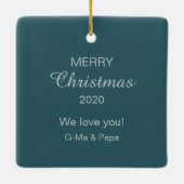 Retro Legendary Baseball Blue Holiday Keramikornament (Rückseite)