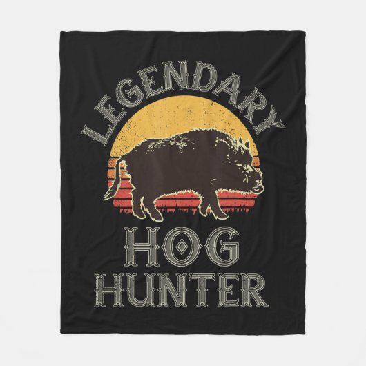 Retro Legendary Hog Hunter Vintages Schweinehurz B Fleecedecke (Vorderseite)