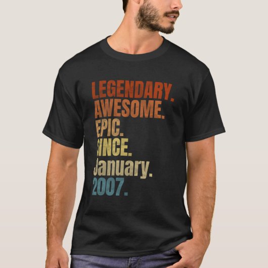 Retro Legendary Seit Januar 2007 T Shirt 12 Jahr (Vorderseite)