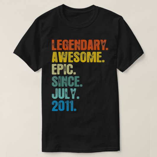 Retro Legendary seit Juli 2011 T 10 Jahre alt T-Shirt (Design vorne)