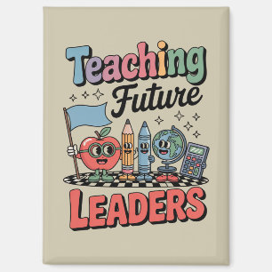 Retro-Lehrer bilden zukünftige Führer Groovy-Lehre Magnet