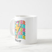 Retro-Lehrer Bleistift Blitz Zurück zur Schule Kaffeetasse (Vorderseite Links)