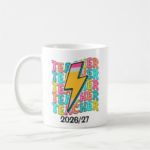 Retro-Lehrer Bleistift Blitz Zurück zur Schule Kaffeetasse