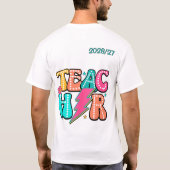 Retro-Lehrer Blitz Cute Smiley-Blume T-Shirt (Rückseite)