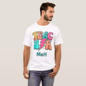 Retro-Lehrer Blitz Cute Smiley-Blume T-Shirt (Vorne ganz)