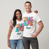 Retro-Lehrer Blitz Cute Smiley-Blume T-Shirt (Unisex)