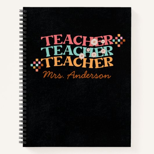 Retro-Lehrer im 70er-Stil Notizblock (Vorderseite)