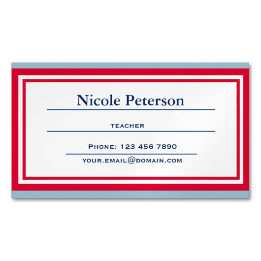Retro Lehrer-Magnetkarte Magnetische Visitenkarte (Vorderseite)