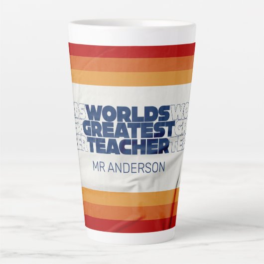 Retro Lehrer Moderne blaue rote Stiltypografie c Milchtasse (Vorderseite)