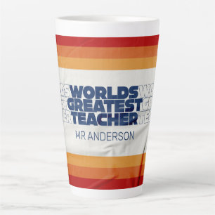 Retro-Lehrer moderne blaue rote stilvolle Typograf Milchtasse