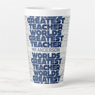 Retro-Lehrer moderne blaue rote stilvolle Typograf Milchtasse