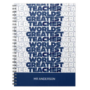 Retro Lehrer Moderne blaue rote stilvolle Typograf Notizblock