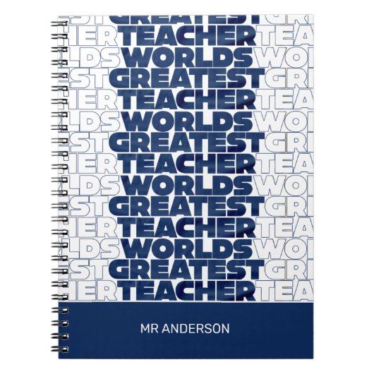 Retro Lehrer Moderne blaue rote stilvolle Typograf Notizblock (Vorderseite)