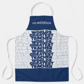 Retro Lehrer Moderne blaue rote Tasche apr Schürze (Vorderseite)