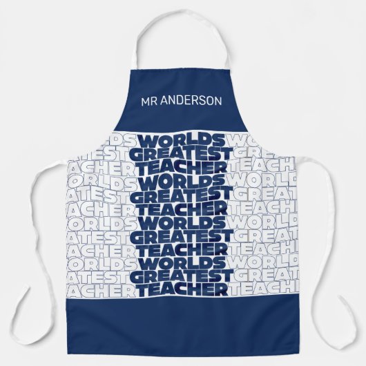 Retro Lehrer Moderne blaue rote Tasche apr Schürze (Vorderseite)