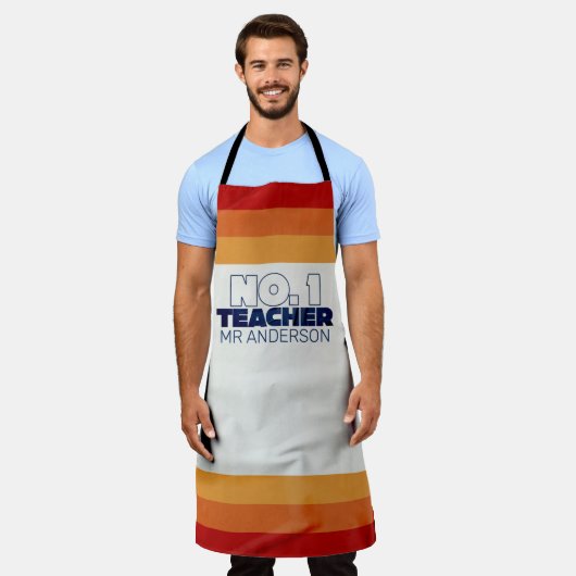 Retro-Lehrer Moderne blaue, rote Taschenlampe Schürze (Getragen)