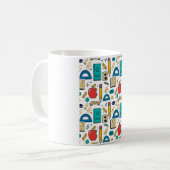 Retro-Lehrer-Schulbedarf-Muster Kaffeetasse (Vorderseite Links)