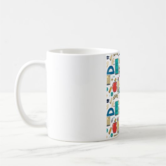 Retro-Lehrer-Schulbedarf-Muster Kaffeetasse (Links)