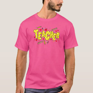 Retro-Lehrer-Spaß-Bleistifte und Lineale Erster Sc T-Shirt