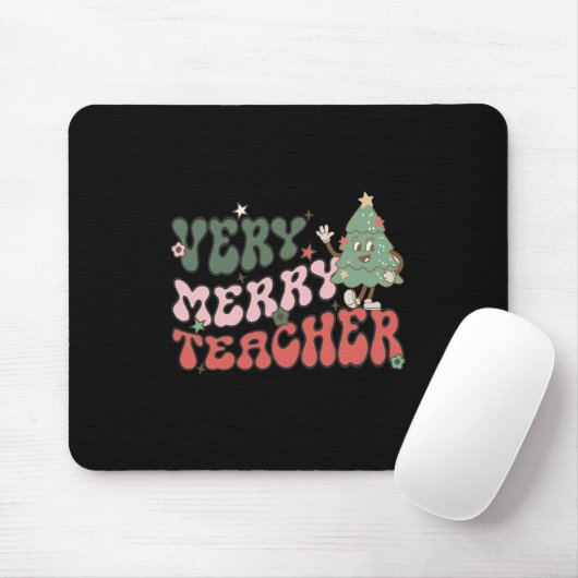 Retro Lehrer Weihnachten Sehr frohe Lehrerin Mousepad (Mit Mouse)