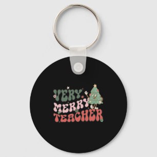 Retro Lehrer Weihnachten Sehr frohe Lehrerin Schlüsselanhänger