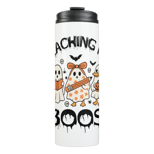 Retro lehrt mein Boos Halloween Thermosbecher (Vorderseite)