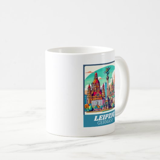 Retro Leipzig Skyline Kaffeetasse (VorderseiteRechts)
