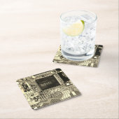 Retro-Leiterplatte ・ Geek electronic PCB Rechteckiger Pappuntersetzer (Vor Ort)