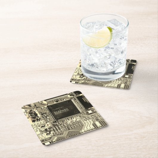 Retro-Leiterplatte ・ Geek electronic PCB Rechteckiger Pappuntersetzer (Vor Ort)