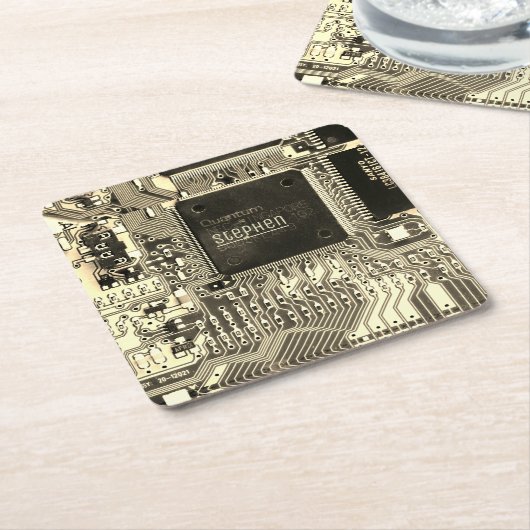 Retro-Leiterplatte ・ Geek electronic PCB Rechteckiger Pappuntersetzer (angewinkelt)