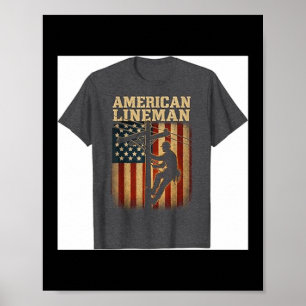 Retro Leitungsmonteur Amerikanische Flagge Elektro Poster
