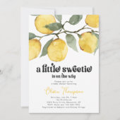 Retro Lemon Babydusche Einladung (Vorderseite)