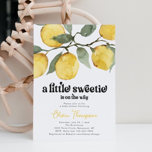 Retro Lemon Babydusche Einladung