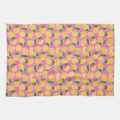 Retro Lemon Slices on Hot Pink Geschirrtuch (Horizontal)