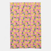 Retro Lemon Slices on Hot Pink Geschirrtuch (Vertikal)