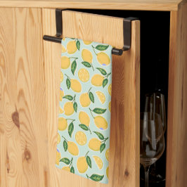 Retro Lemon Slices on Mint Green Geschirrtuch