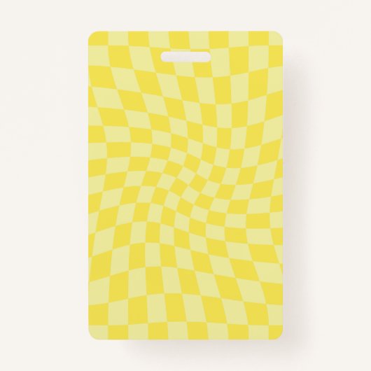 Retro Lemon Yellow Paston Warped Checkerboard Ausweis (Vorderseite)
