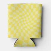 Retro Lemon Yellow Paston Warped Checkerboard Dosenkühler (Vorderseite)