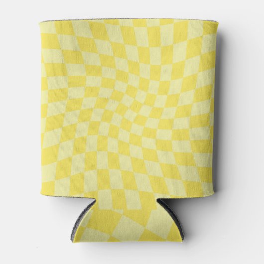 Retro Lemon Yellow Paston Warped Checkerboard Dosenkühler (Vorderseite)