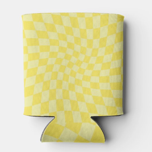 Retro Lemon Yellow Paston Warped Checkerboard Dosenkühler (Rückseite)