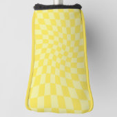 Retro Lemon Yellow Paston Warped Checkerboard Golf Headcover (Rotieren 90)