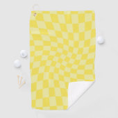 Retro Lemon Yellow Paston Warped Checkerboard Golfhandtuch (Insitu)