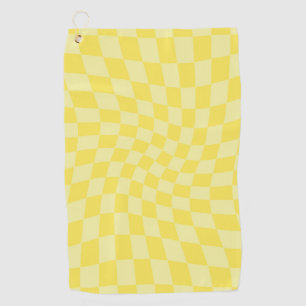 Retro Lemon Yellow Paston Warped Checkerboard Golfhandtuch