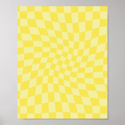 Retro Lemon Yellow Paston Warped Checkerboard Poster (Vorne)