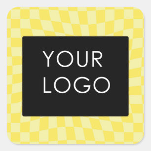 Retro Lemon Yellow Paston Warped Checkerboard Quadratischer Aufkleber