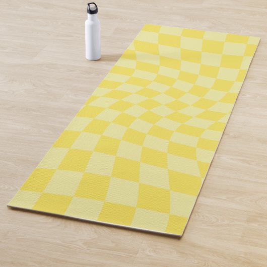 Retro Lemon Yellow Paston Warped Checkerboard Yogamatte (Beispiel)